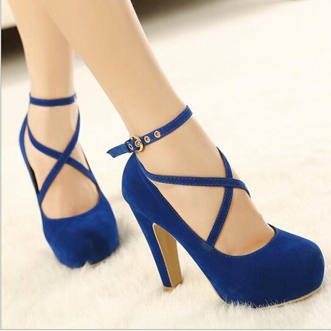 best of Stiletto sexy strap high ankle blue