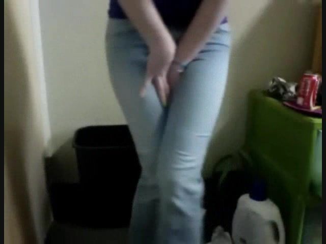 Wetting jeans girl